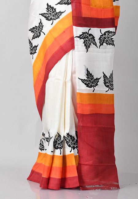 Off White Color Printed Pure Silk Saree (She Saree 794)