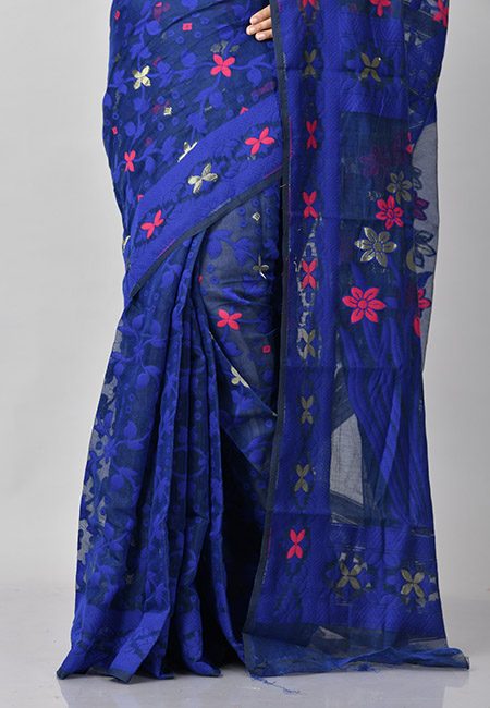 Royal Blue Color Soft Dhakai Jamdani Saree (She Saree 796)