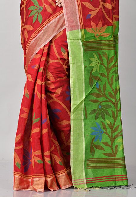 Maroon Color Madhabilata Handloom Cotton Saree (She Saree 805)