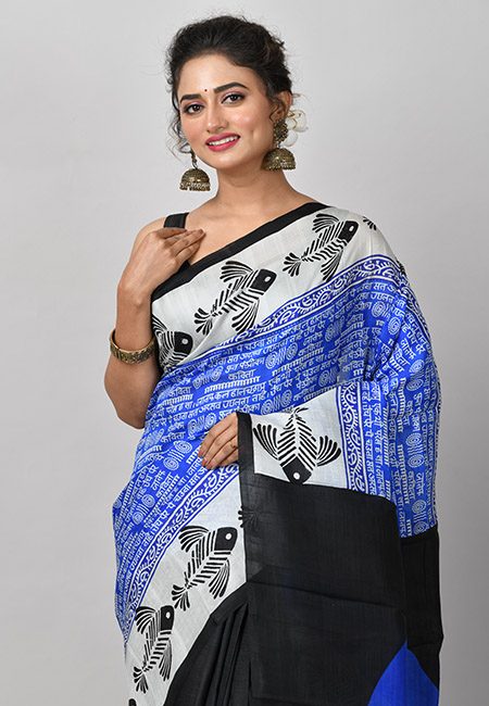 Royal Blue Color Printed Soft Pure Silk Saree (She Saree 824)