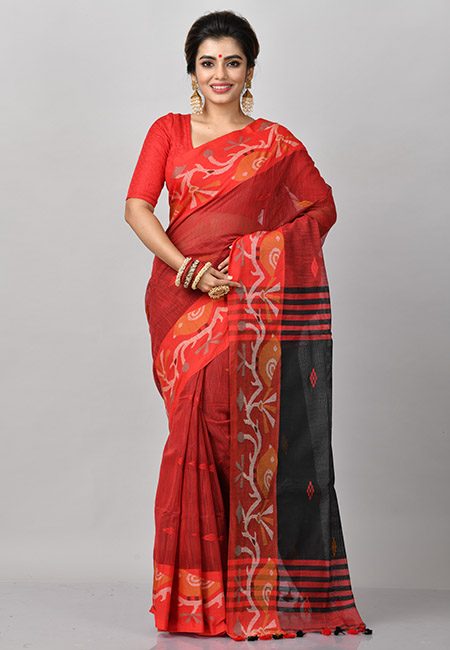 Maroon Color Handloom Cotton Saree (She Saree 846)