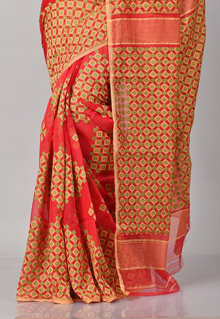 Red Color Soft Dhakai Jamdani Saree (She Saree 852)