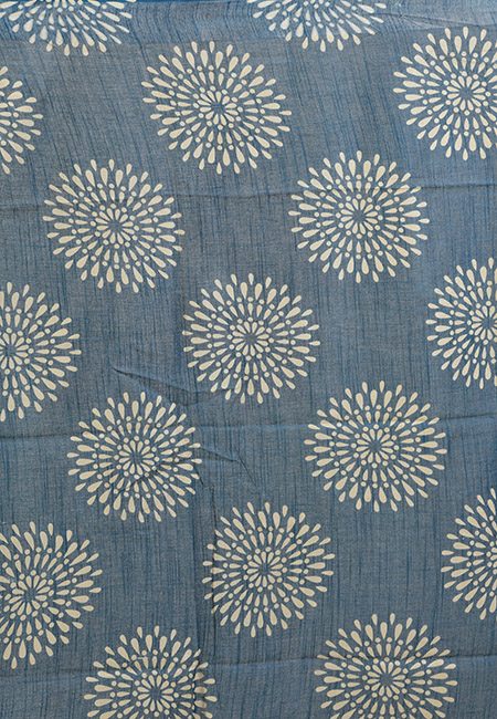 Ash Color Ajrak Printed Linen Cotton Saree (She Saree 861)
