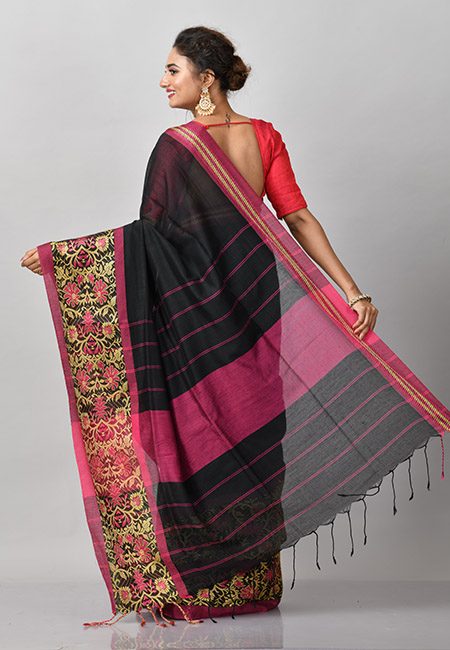Black Color Handloom Cotton Saree (She Saree 867)
