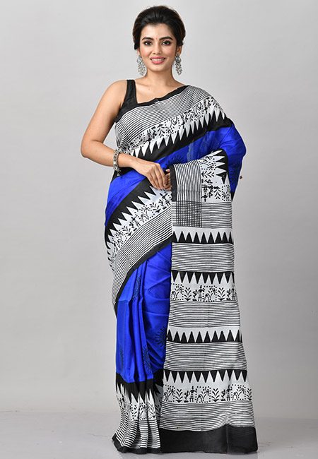 Royal Blue Color Printed Soft Pure Silk Saree (She Saree 918)