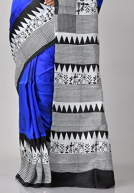 Royal Blue Color Printed Soft Pure Silk Saree (She Saree 918)