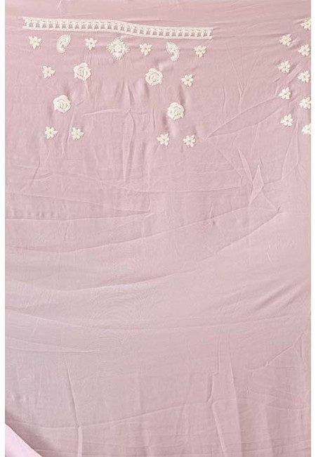 Light Baby Pink Color Designer Embroidery Chiffon Saree (She Saree 1849)
