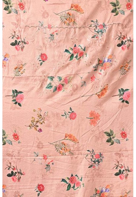 Spanish Pink Color Digital Printed Embroidery Crepe Silk Saree (She Saree 1877)