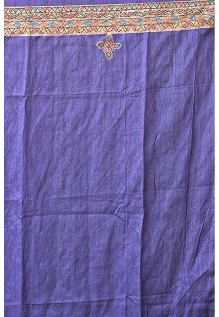 Robin Blue Color Madhubani Embroidery Tussar Silk Saree (She Saree 1889)