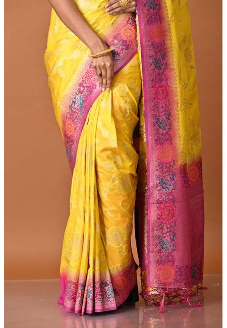 Yellow Color Designer Soft Contrast Khaddi Silk Saree (She Saree 1893)