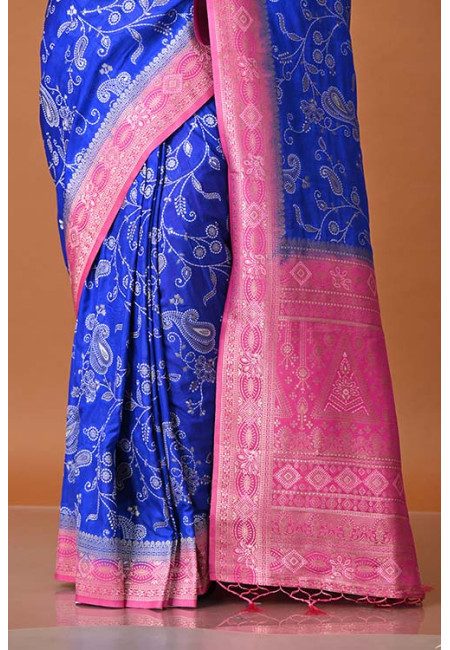 Royal Blue Color Designer Soft Contrast Khaddi Silk Saree (She Saree 1907)