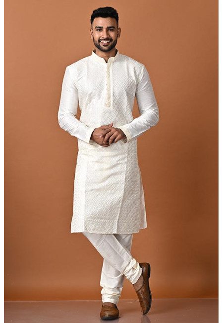 Off White Color Handloom Silk Punjabi Set For Men (She Punjabi 733)