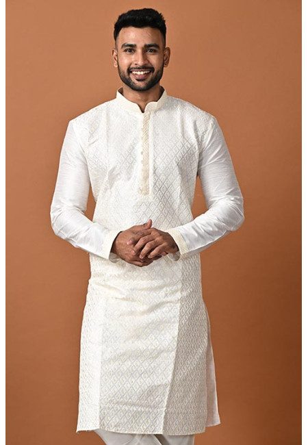 Off White Color Handloom Silk Punjabi Set For Men (She Punjabi 733)