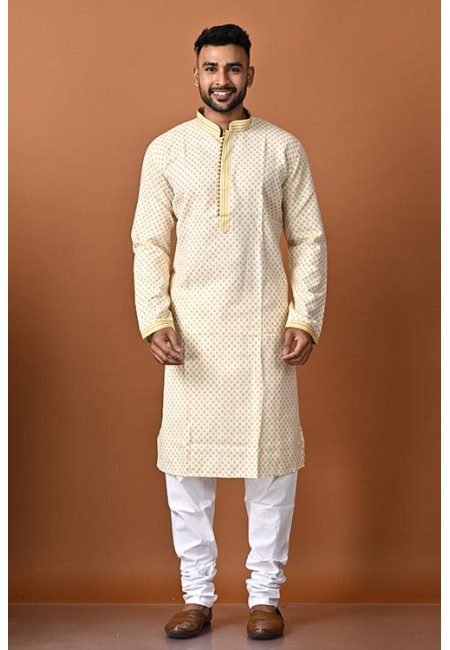 Light Beige Color Linen Cotton Punjabi Set For Men (She Punjabi 737)
