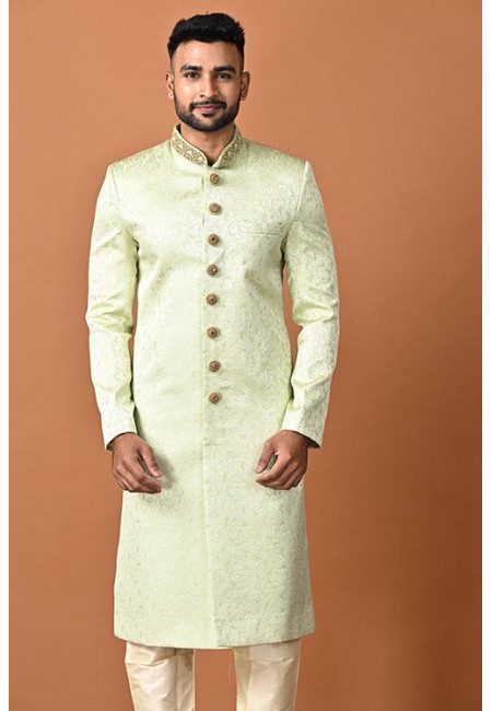 Light Pastel Green Color Designer Sherwani For Men (She Punjabi 739)