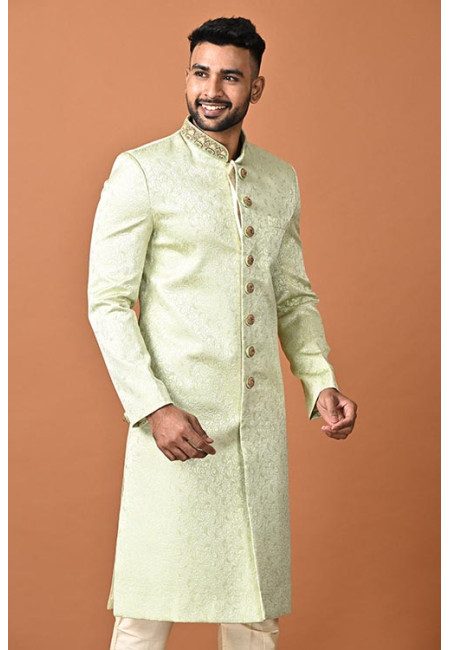 Light Pastel Green Color Designer Sherwani For Men (She Punjabi 739)