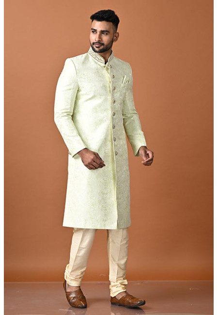 Light Olive Green Color Designer Party Wear Sherwani For Men (She Punjabi 731)
