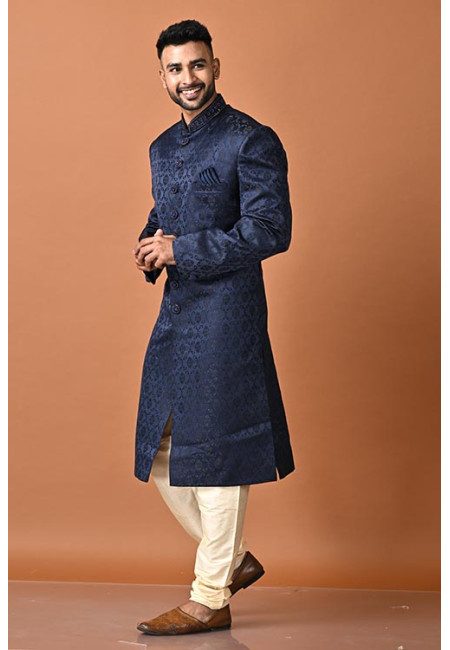 Navy Blue Color Designer Party Wear Sherwani For Men (She Punjabi 709)