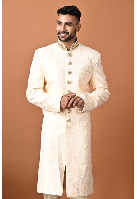 Cream Color Designer Party Wear Sherwani For Men (She Punjabi 710)
