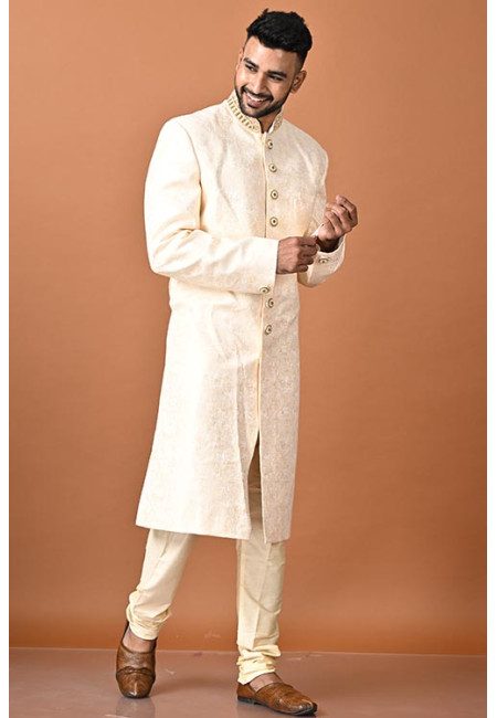 Cream Color Designer Party Wear Sherwani For Men (She Punjabi 710)