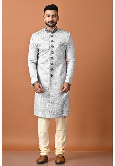 Steel Grey Color Designer Party Wear Sherwani For Men (She Punjabi 711)