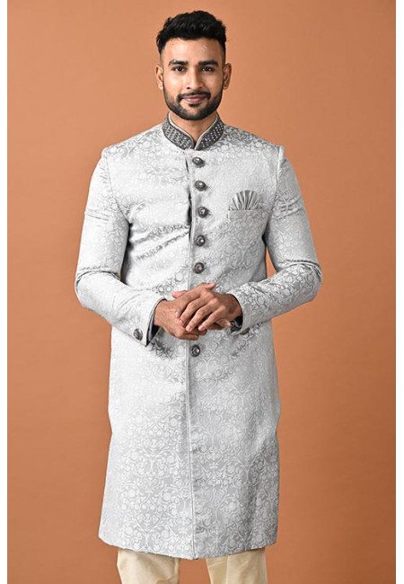 Steel Grey Color Designer Party Wear Sherwani For Men (She Punjabi 711)