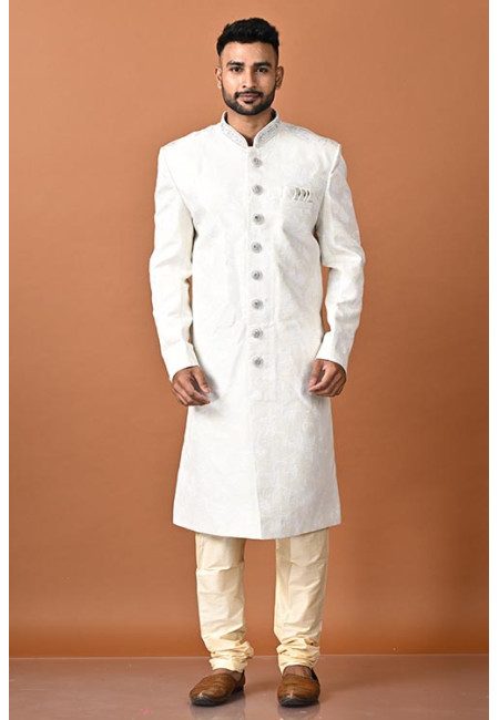 White Color Designer Party Wear Sherwani For Men (She Punjabi 713)