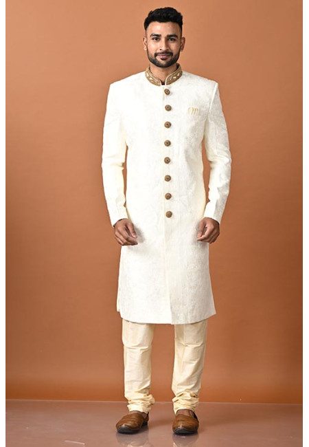 Off White Color Designer Party Wear Sherwani For Men (She Punjabi 714)