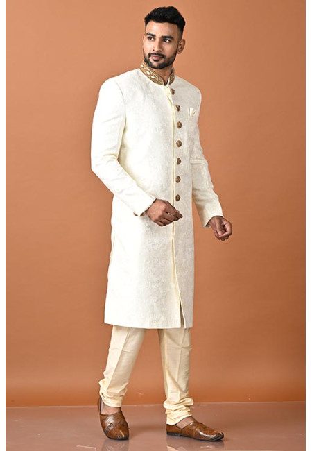 Off White Color Designer Party Wear Sherwani For Men (She Punjabi 714)