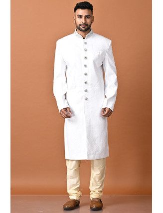 White Color Designer Party Wear Sherwani For Men (She Punjabi 715)