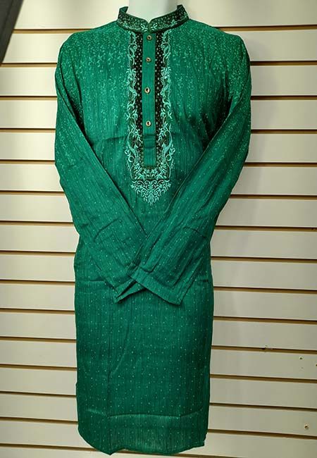 Deep Green Color Regular Fit Cotton Punjabi (She Punjabi 555)
