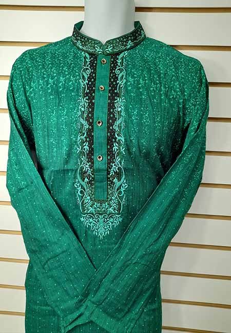 Deep Green Color Regular Fit Cotton Punjabi (She Punjabi 555)
