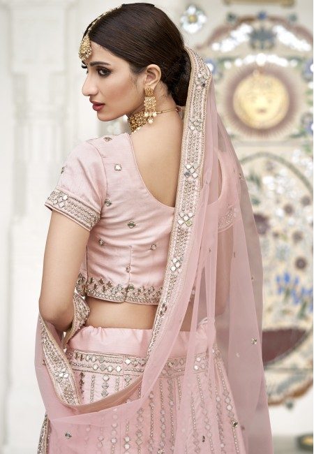 Stony Pink Color Heavy Silk Embroidery Bridal Lehenga (She Lehenga 510)