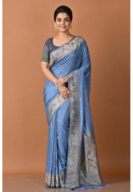 Vista Blue Color Soft Malai Silk Saree (She Saree 1469)