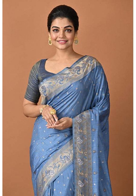 Vista Blue Color Soft Malai Silk Saree (She Saree 1469)