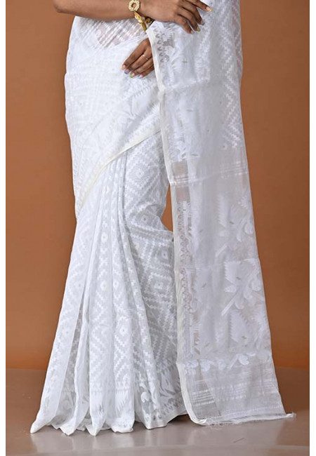 White Color Soft Dhakai Jamdani Saree (She Saree 1479)