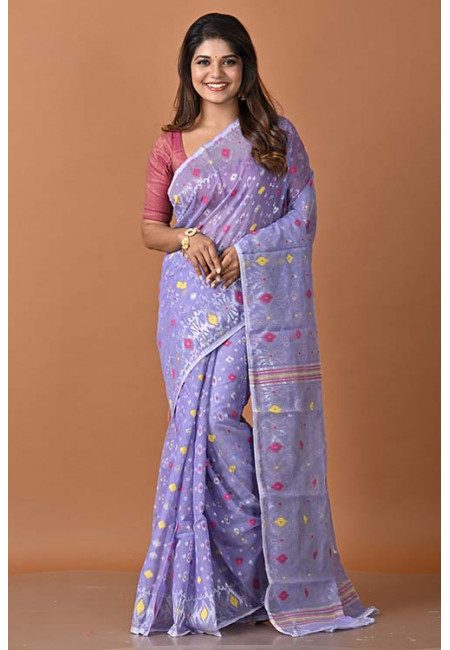 Light Patel Purple Color Soft Dhakai Jamdani Saree (She Saree 1480)