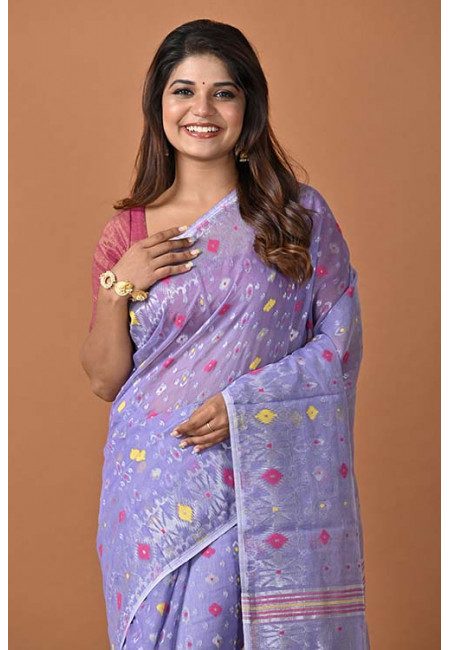 Light Patel Purple Color Soft Dhakai Jamdani Saree (She Saree 1480)