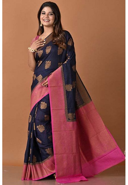 Midnight Blue Color Designer Semi Tussar Silk Saree (She Saree 1506)