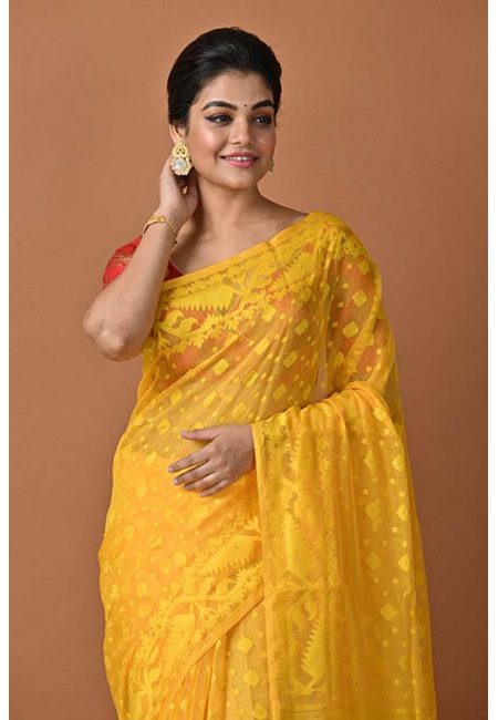 Yellow Color Soft Dhakai Jamdani Saree (She Saree 1520)