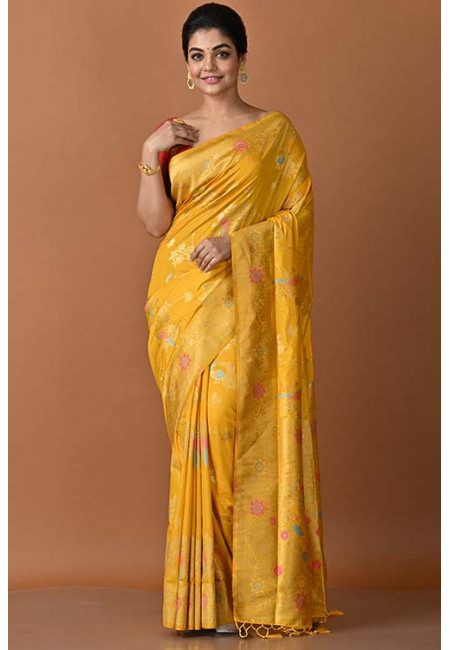 Mustard Color Semi Katan Silk Saree (She Saree 1527)