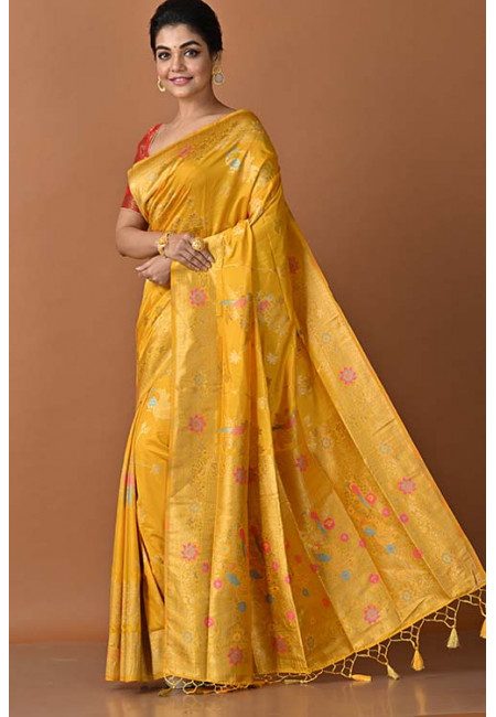 Mustard Color Semi Katan Silk Saree (She Saree 1527)