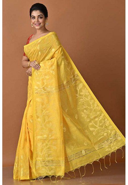 Yellow Color Madhabilata Handloom Cotton Saree (She Saree 1530)