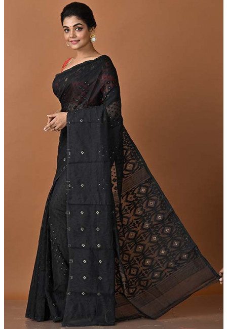 Black Color Soft Dhakai Jamdani Saree (She Saree 1535)