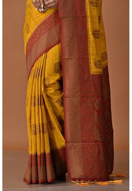 Mustard Color Designer Semi Tussar Silk Saree (She Saree 1538)