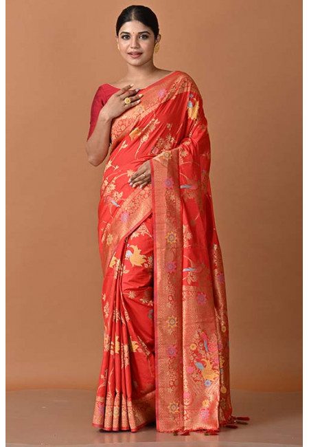 Red Color Semi Katan Silk Saree (She Saree 1552)