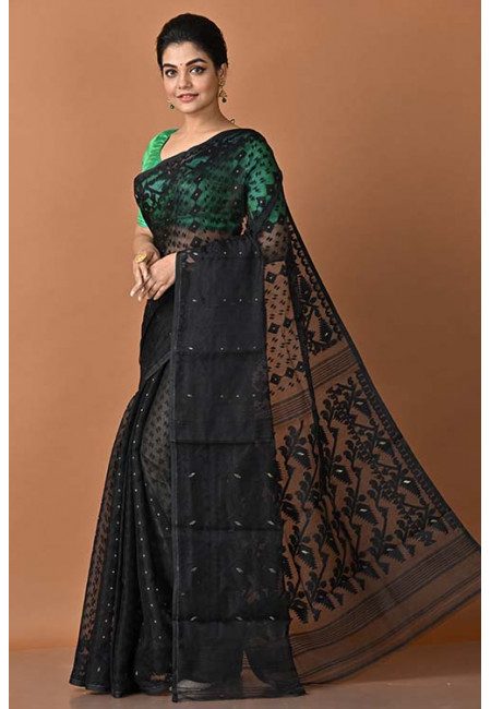 Black Color Soft Dhakai Jamdani Saree (She Saree 1561)