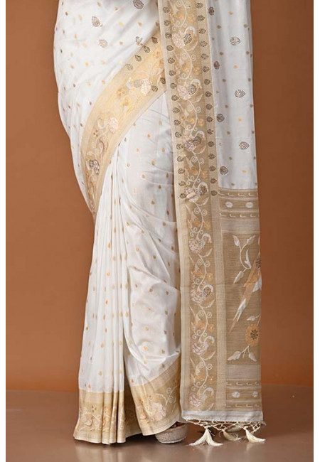 Off White Color Soft Malai Silk Saree (She Saree 1571)