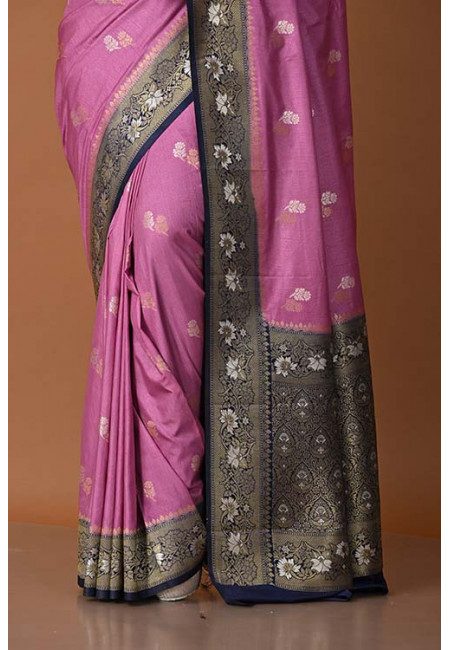 Mauve Color Contrast Khaddi Silk Saree (She Saree 1593)