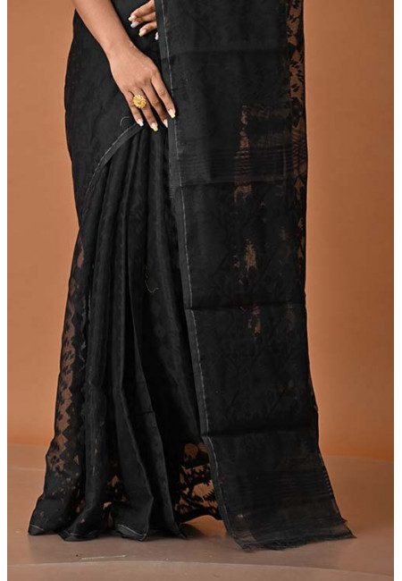 Black Color Soft Dhakai Jamdani Saree (She Saree 1600)